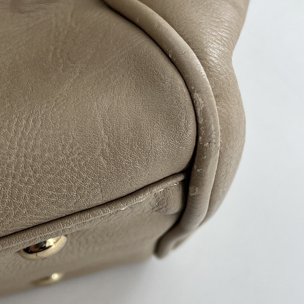 Large Charming Charlie Handbag Satchel Crossbody Tote Purse Tan Beige Taupe Gold - Picture 12 of 16